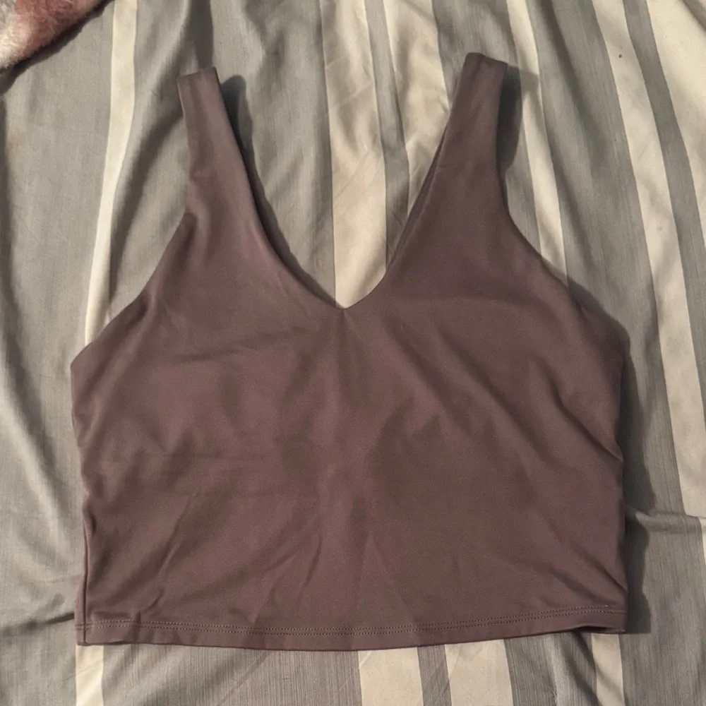 All in Motion Taupe V-Neck Crop Sports Bra - Picture 1 of 3